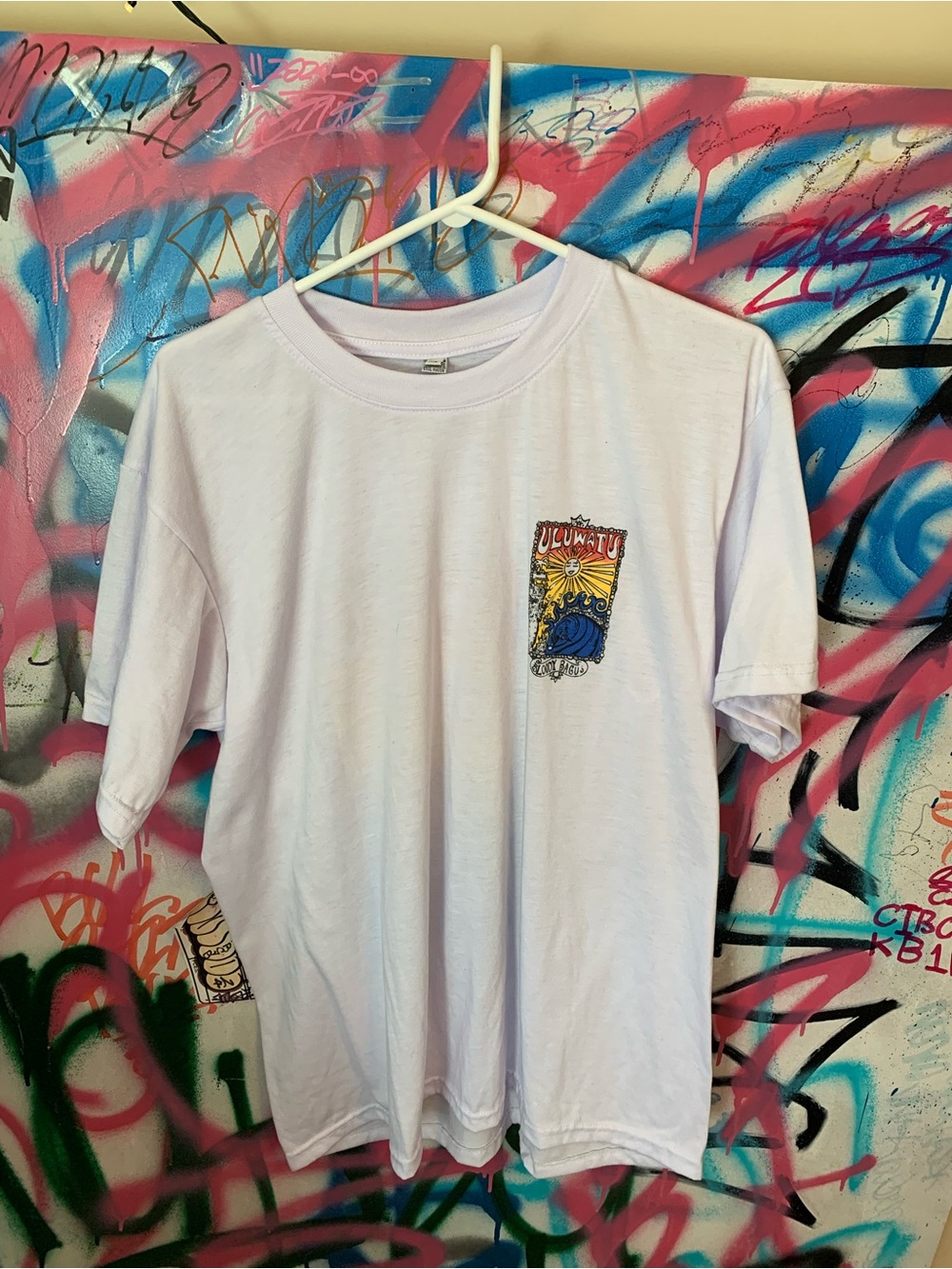 Vintage White Graphic T‑Shirt with Colorful Chest Patch Tourist Mexico Graphi XL